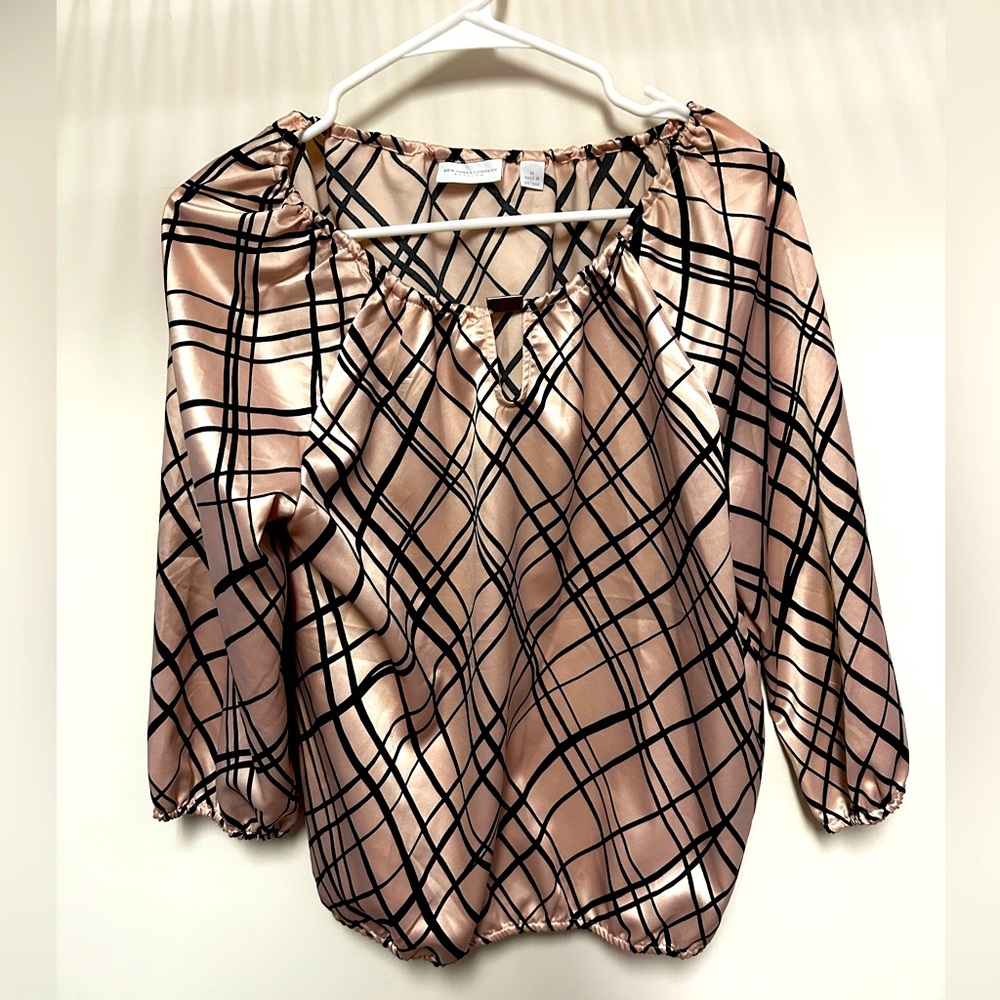 New York & Company pink and black blouse.